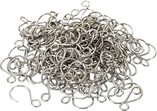 PATIKIL Gancho para cortina en forma de S, paquete de 160 ganchos de acero inoxidable de 0.315 pulgadas de ancho abierto para adornos, candelabros,