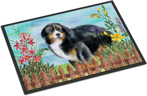 Miniatura 145 de Caroline's Treasures CK1311MAT Cavalier Spaniel Poinsettas - Felpudo de 18 x 27 pulgadas, tapete para puerta delantera, interior y exterior