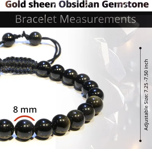 Miniatura 268 de Adjustable Crystal Bracelet – Gemstone Bead Bracelet with Adjustable Macrame String – Chic Gemstone Bracelet for Men and Women – 8mm Round Healing