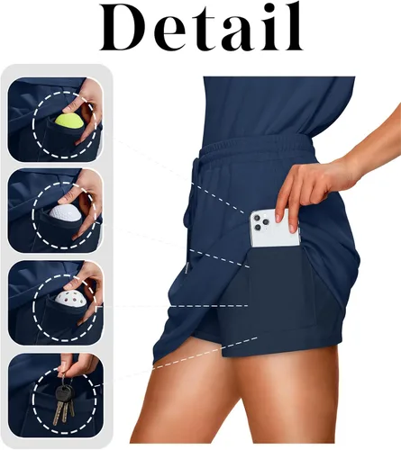 Miniatura 4 de NIASHOT Conjunto de falda de dos piezas para mujer, para vacaciones de verano, trajes de viaje, tenis, golf, falda pantalón versátil, conjuntos