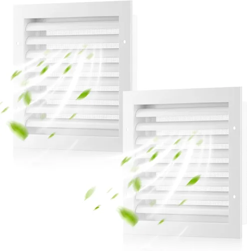Miniatura 10 de Rejillas de ventilación de pared de 8 pulgadas de ancho x 8 pulgadas de alto, rejillas de ventilación Hon&Guan de aleación de aluminio a dos aguas