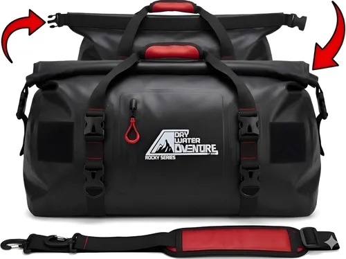 Miniatura 6 de Bolsa de lona impermeable de 60 litros – Bolsa seca de grado marino con correas de amarre para motocicleta, touring, canotaje, camping sello