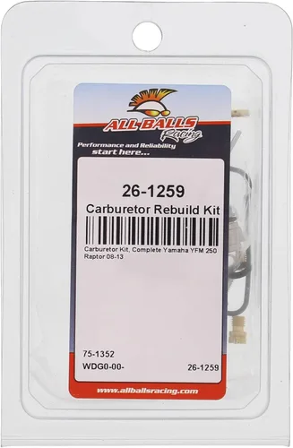 Miniatura 4 de All Balls Kit de reconstrucción de carburador de carreras 26-1259 compatible con/reemplazo para Yamaha YFM 250 Raptor 2008-2013