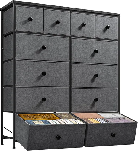 Miniatura 11 de Romorgniz - Cómoda para dormitorio con organizador de cajones de almacenamiento, cómodas y baúles de tela, marco de metal resistente, parte superior