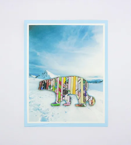 Miniatura 5 de Polar Bear Recycled Card Eco-friendly Handmade from Magazine Iceberg Greeting Card Holiday Card
