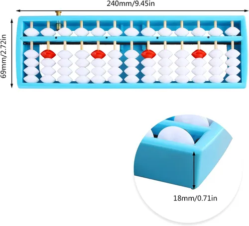 Miniatura 2 de Larcele Abaco de conteo aritmético de cuentas con botón de reinicio, columna SP-02 13 (azul 1)