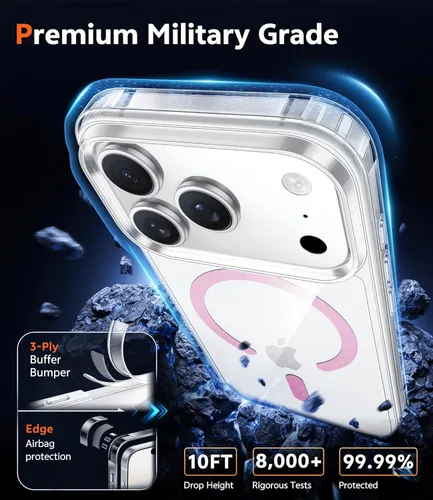 Miniatura 1534 de FNTCASE Funda para iPhone 13 Pro-Max: Fundas magnéticas transparentes compatibles con Magsafe Slim anti amarillamiento protección contra caídas