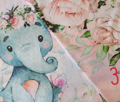 Miniatura 6 de Yuzioey - Manta mensual de hitos para bebé, manta de mes de elefante floral para baby shower, manta de flores de elefante rosa, manta mensual
