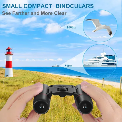Miniatura 4 de AHFLRITO Prismáticos Compactos, Prismáticos Ligeros Plegables Pequeños para Adultos y Niños, Portátiles Impermeables para Observación de Aves