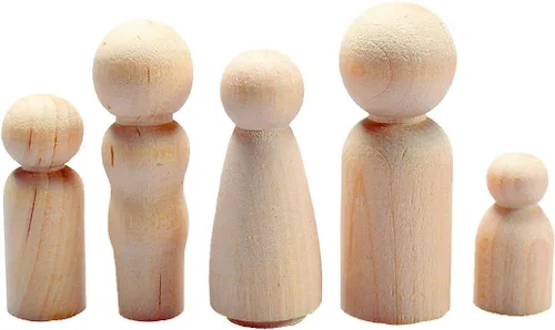 Miniatura 9 de Hygloss Productos Muñecas de madera con clavijas – Artesanía pintable Birchwood Doll People – Familia surtida, 10 piezas (8560)