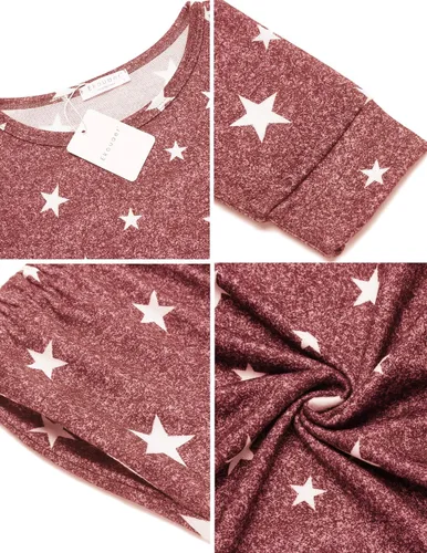 Miniatura 174 de Ekouaer Conjunto de pijama de manga larga para mujer, ropa de dormir suave con cuello redondo y bolsillos