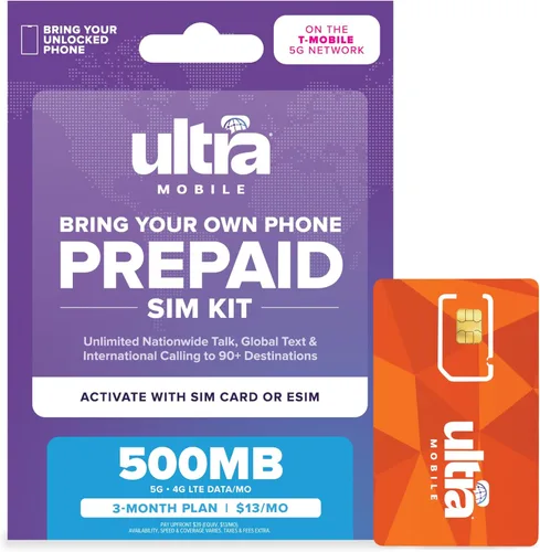 Miniatura 13 de $49/mes. Plan telefónico prepago Ultra Mobile con llamadas, mensajes de texto y datos ilimitados durante 1 mes (kit de tarjeta SIM 3 en 1)