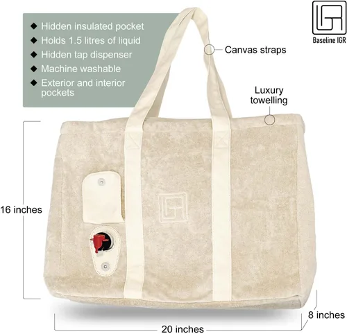 Miniatura 3 de Baseline IGR Bolsa de mano Bolso grande elegante y versátil Bolsa térmica interna Correa larga de lona Bolso de hombro de moda de playa, biege