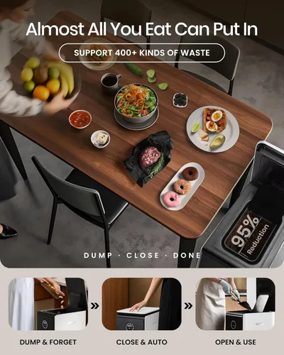 Miniatura 6 de GEME - Compostador eléctrico inteligente de 19 litros para cocina, filtro sin necesidad de cambiar, compost real, no deshidratación tec, añade