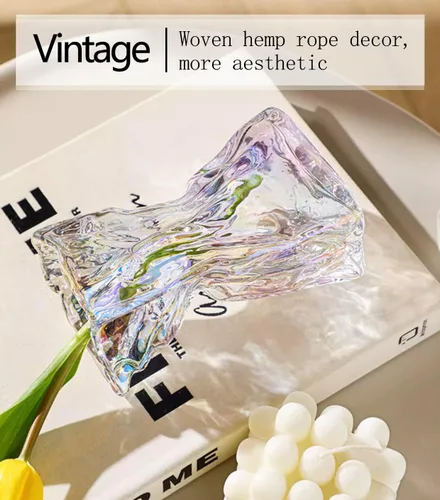 Miniatura 3 de FOWSEEK Florero pequeño de vidrio de 6 pulgadas, floreros transparentes irregulares para centro de mesa de escritorio interior, jarrón decorativo