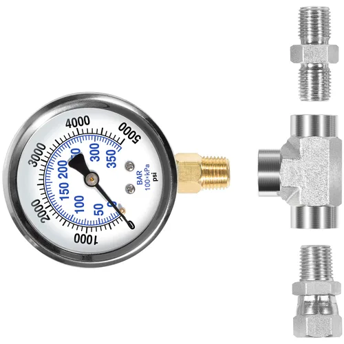 Miniatura 8 de Conjunto de manómetro de pulverización 730-397 Medidor de fluido de alta presión 1/4 "NPT Roscas con ajuste en T 508239 para pulverizadores Titan