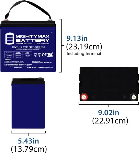 Miniatura 2 de Mighty Max Battery Reemplazo de batería GEL de 12V 55AH para MK M22NFSLDG