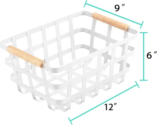 Miniatura 3 de Cestas de granja, cestas de metal de alambre, cesta de almacenamiento de organizador de alimentos de alambre, contenedor de frutas con asas