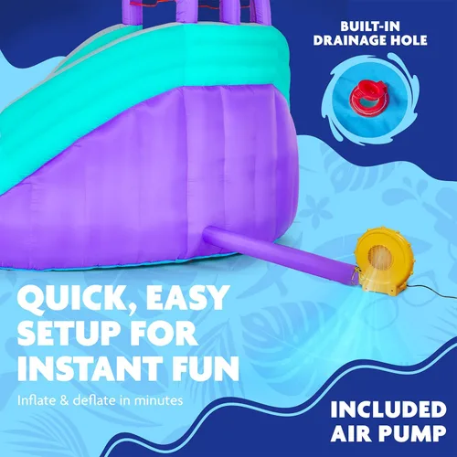 Miniatura 6 de SUNNY & FUN Ultra Climber - Parque inflable de tobogán acuático – Resistente para diversión al aire libre – Pared de escalada, dos toboganes y Morado