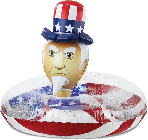 Miniatura 13 de POZA Flotador inflable de piscina de Estados Unidos – Lujosa tumbona divertida llena de confeti de estrellas plateadas brillantes, diseño de bandera
