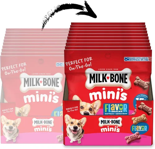 Miniatura 2 de Milk-Bone Mini's Flavor Snacks - Golosinas para perros, 2.5 onzas (paquete de 20), perfectos para paseos, tamaño de viaje, recuerdos de fiesta