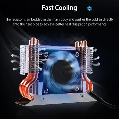 Miniatura 3 de Disipador de calor SSD M.2 2280 de 12 V con ventilador de enfriamiento PWM de 1.575 in, tubos de calor de cobre y almohadilla térmica, enfriador SSD