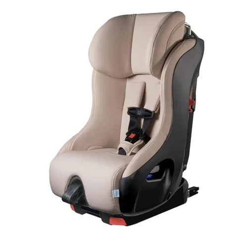 Clek Foonf - Asiento convertible para automóvil con pestillo rígido, sistema de seguridad de zona arrugada, reposacabezas ajustable, diseño Latte