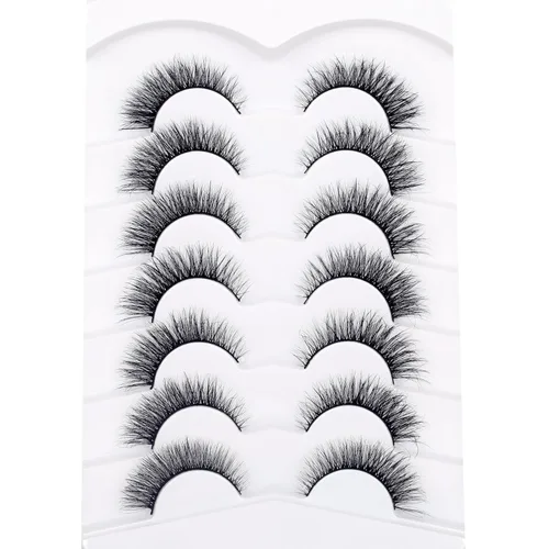Miniatura 625 de Pooplunch - Pestañas postizas finas de visón sintético, estilo ojo de gato, naturales, cruzadas, tipo racimo, efecto 8D de volumen, tiras
