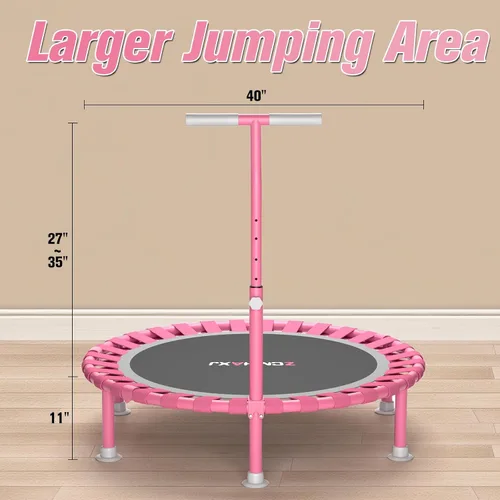 Miniatura 9 de ZCMHAXJ Mini trampolín plegable, trampolín de rebote de 40 pulgadas para adultos y niños, capacidad de 450 libras con barra ajustable en forma de T