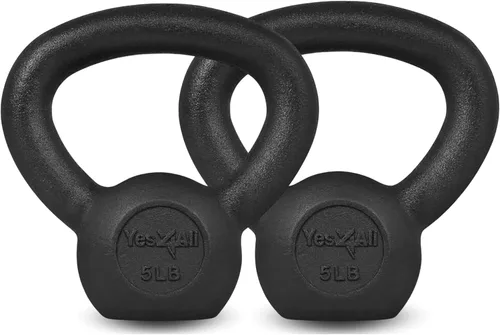 Yes4All Pesa rusa de hierro fundido, pesas rusas para entrenamiento de fuerza 5-80 libras (5, 10, 15, 20, 25, 30, 35, 40, 45, 50, 60, 70, 80 libras)