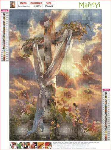 Miniatura 2 de MaiYiYi Pintura de diamantes con cruz de cielo por números, taladro redondo completo 5D, flor de dios, cruz de diamantes, kit de arte para adultos