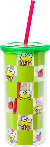 Miniatura 32 de Silver Buffalo Hello Kitty Globos de Corazón Vaso Térmico de Acero Inoxidable de Doble Pared con Pajilla, 22 Onzas Globos de corazón de Hello Kitty