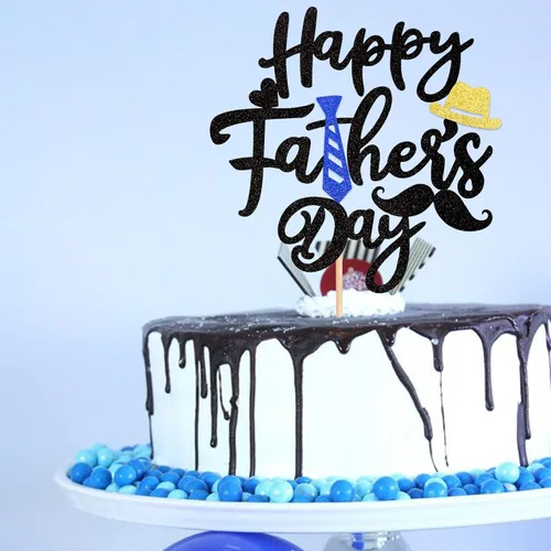 Miniatura 5 de 1 decoración para pastel del día del padre con sombrero de corbata de bigote con purpurina negra, Best Dad Ever Cake Pick Super Dad Cake Pick Super