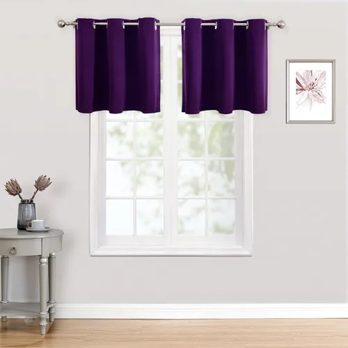 Miniatura 145 de ChrisDowa - Cortinas de cenefa pequeñas para cocina, cortinas cortas con ojales y aislamiento térmico para oscurecer la sala y habitación