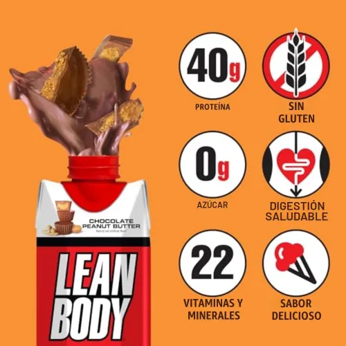 Miniatura 3 de Lean Body Batido de proteínas listo para beber, 40g de proteína, mezcla de suero, 0 azúcar, sin gluten, 22 vitaminas y minerales