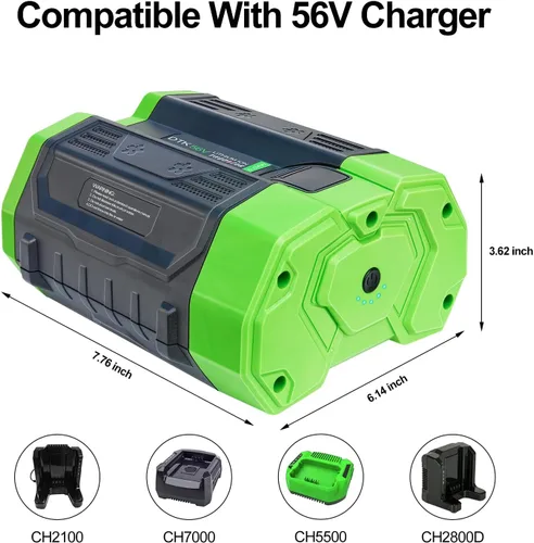 Miniatura 5 de DTK Paquete de 2 baterías de repuesto de 56 V para batería EGO 56V 5.0Ah compatible con baterías de iones de litio BA2800 BA4200T BA4200 BA1400