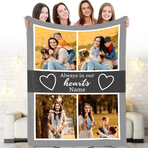 Miniatura 20 de Manta personalizada con corazones con fotos para mamá papá, manta personalizada para la cama, manta de forro polar, regalo para la familia, regalo