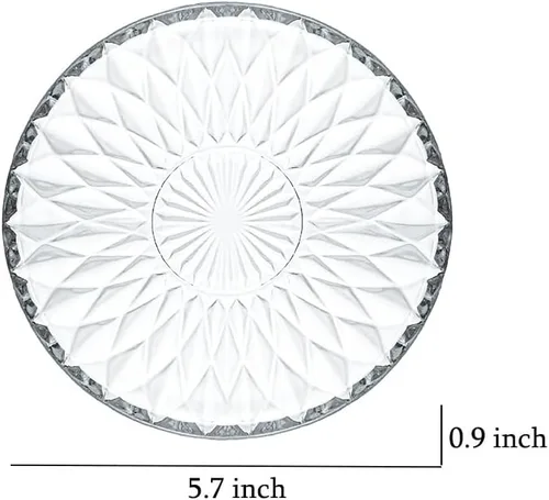 Miniatura 6 de Sizikato 4 piezas de plato de vidrio con rayas de diamante, plato de postre de 5.7 pulgadas para fruta seca para el hogar y KTV