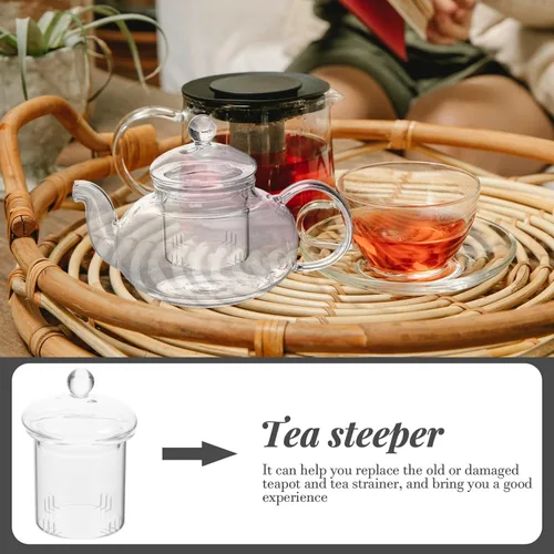 Miniatura 8 de Filtro de tetera de repuesto universal de vidrio infusor de té con tapa, colador de té, tetera de vidrio de repuesto para 20.3 fl oz