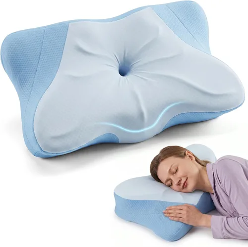 Miniatura 13 de Sweetcrispy Almohada cervical para cuello y hombro, almohadas ergonómicas de espuma viscoelástica, contorno lateral para adultos, soporte ortopédico