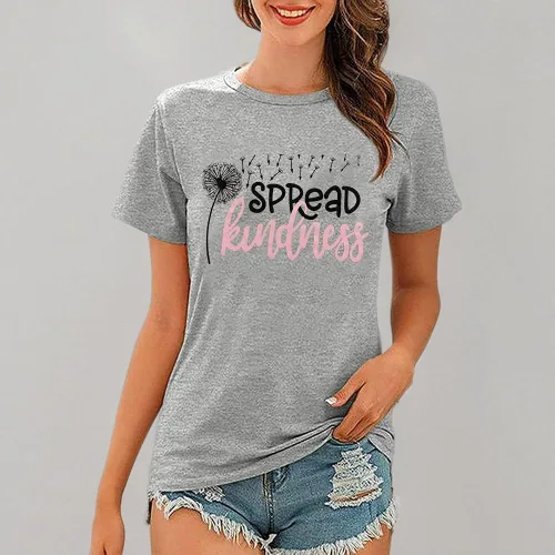 Miniatura 6 de Spread Kindness - Camiseta de verano para mujer, diseño de diente de león, casual, divertida, con letras impresas, lindas camisetas