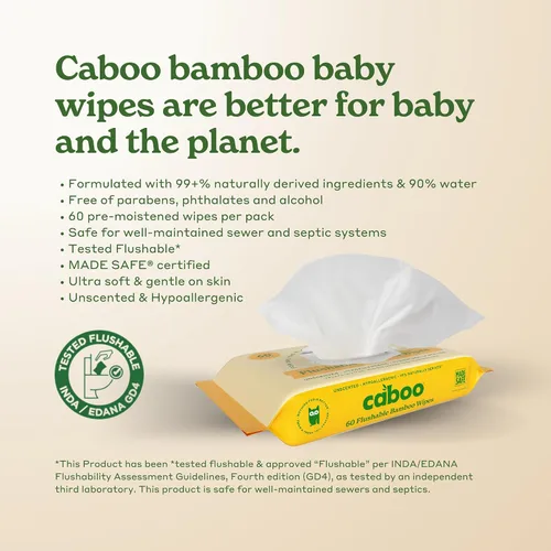 Miniatura 8 de Caboo Toallitas desechables sin árboles, certificadas desechables, seguras para sépticas, biodegradables, sin químicos, sin perfume para adultos