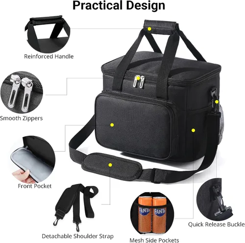 Miniatura 5 de Insulated Lunch Bag for Men & Women, 24-Can Leakproof Large Adult Lunch Box Cooler with Shoulder Strap, Upgraded Thermal Lunchbox for Travel, Beach
