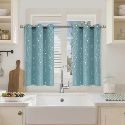 Miniatura 60 de BGment Cortinas cortas de oscurecimiento de habitación de 45 pulgadas de largo para ventanas pequeñas, cortinas con aislamiento térmico con ojales