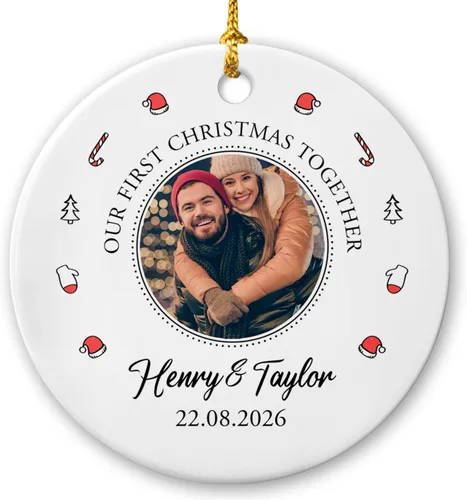 Miniatura 8 de Marco de fotos conmemorativo personalizado para mascotas, adorno de Navidad 2025, Un pedazo de mi corazón vive en el cielo, adorno de cerámica