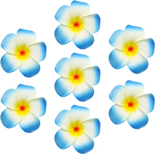 Miniatura 11 de 100 pétalos artificiales de plumeria rubra hawaiana de espuma de Frangipani de 2.4 pulgadas de diámetro, para decoración de bodas, fiestas