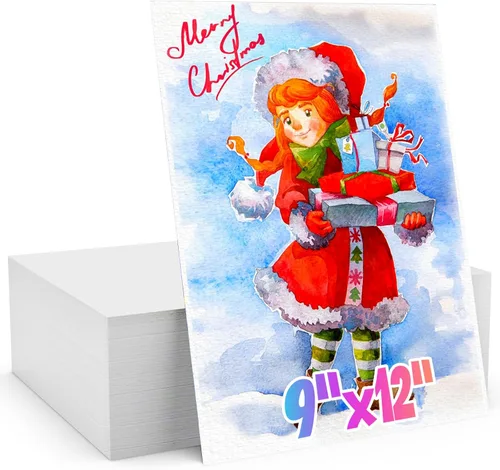 Papel de acuarela, 250 hojas de papel de acuarela a granel, suministros de arte para niños y adultos, 9 x 12 pulgadas, papel suelto para dibujo y