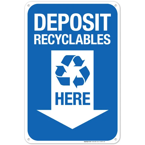 Miniatura 16 de Sigo Signs, Deposit Recyclables Here - Cartel de flecha hacia abajo, 12 x 18 pulgadas, 3M EGP reflectante aluminio .063, resistente a
