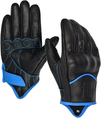 Miniatura 7 de Harssidanzar Guantes de moto para mujer, guantes de cuero para motocicleta, guantes de motocicleta, carreras de carretera, ciclismo, escalada