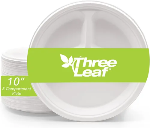Miniatura 18 de three leaf Bandeja de comida con tapa de 5 compartimentos, 200 juegos. Bandeja de bagazo desechable resistente y ecológica con tapa, platos 100% 5